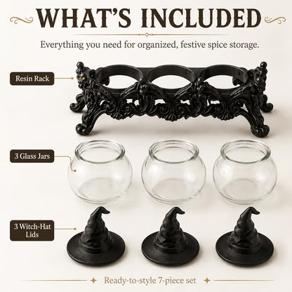 Witch-Hat Gothic Spice Jar Set