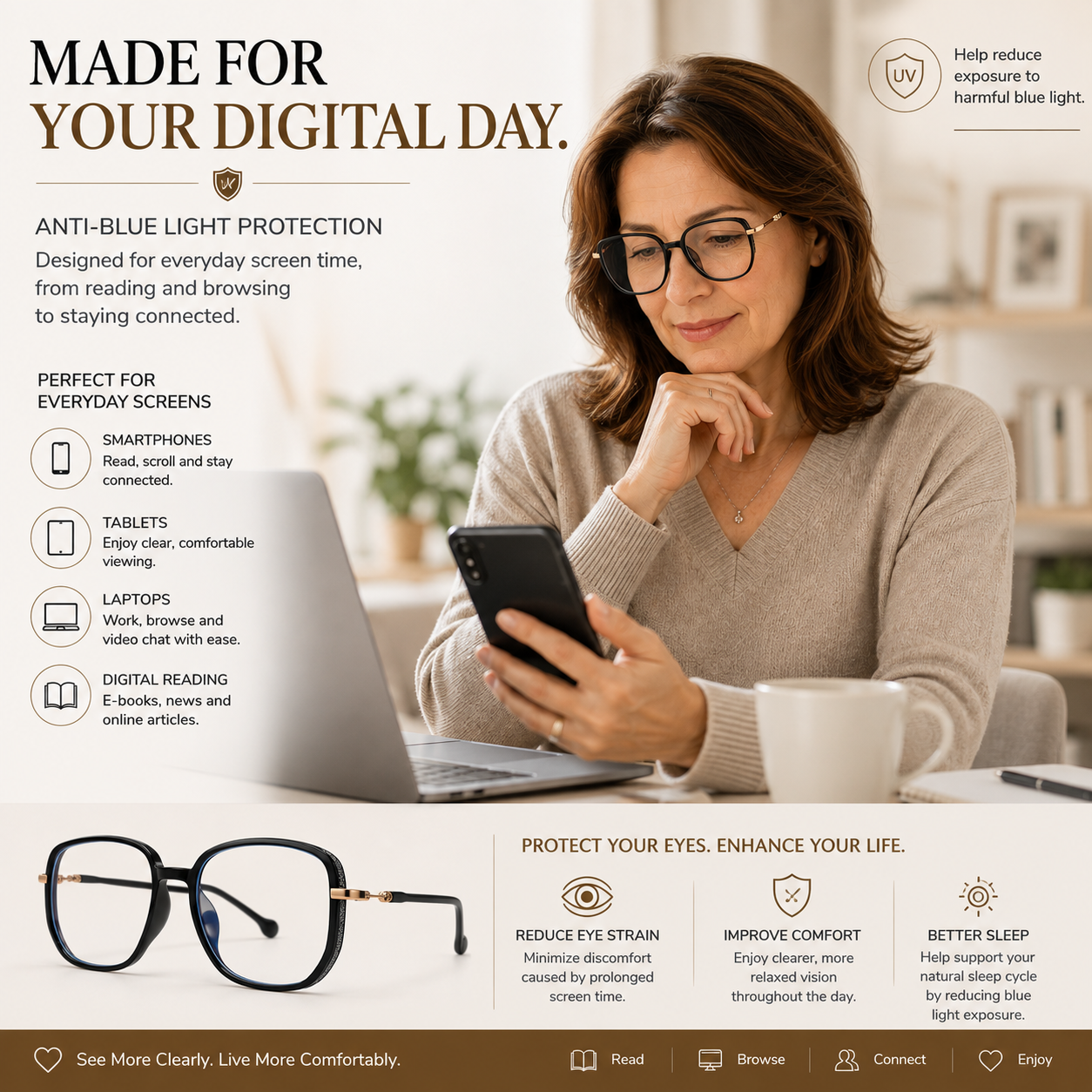 Women's Bifocal Anti-Blue Light Reading Glasses
