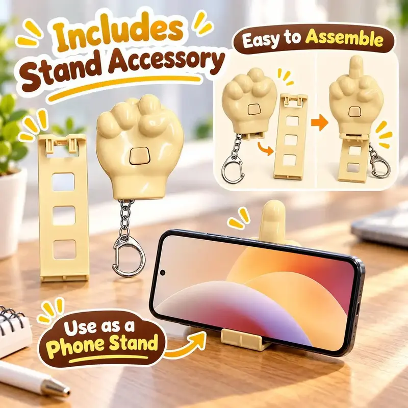3-in-1 Funny Pop-Up Middle Finger Fidget Keychain Set