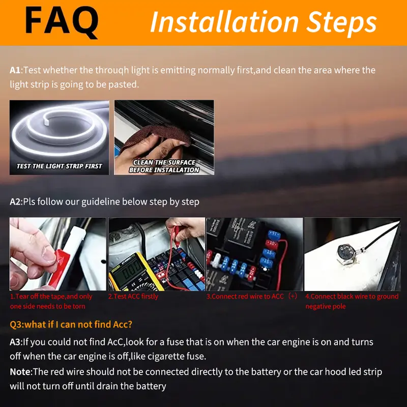 71" High Brightness car Hood Gap LED Strip-Dynamic Scan Activated Design