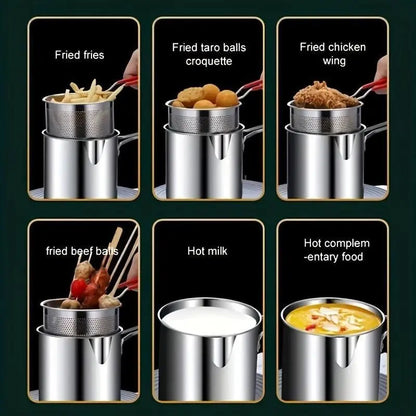 4Pcs Stainless Steel Deep Fryer Set