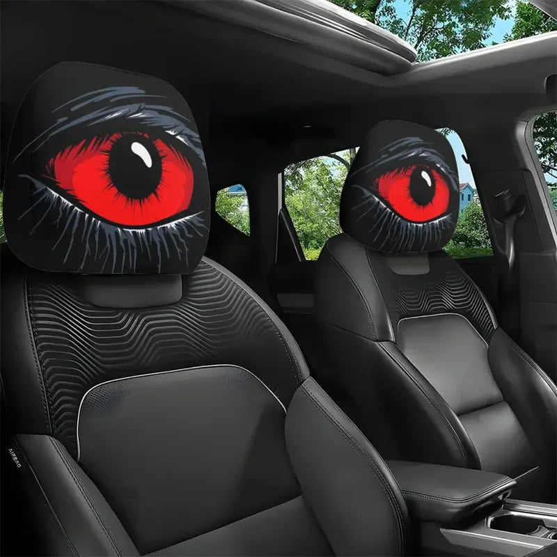🔥2 PCS Red Devil’s Eye Car Headrest Covers – Gothic Interior Upgrade
