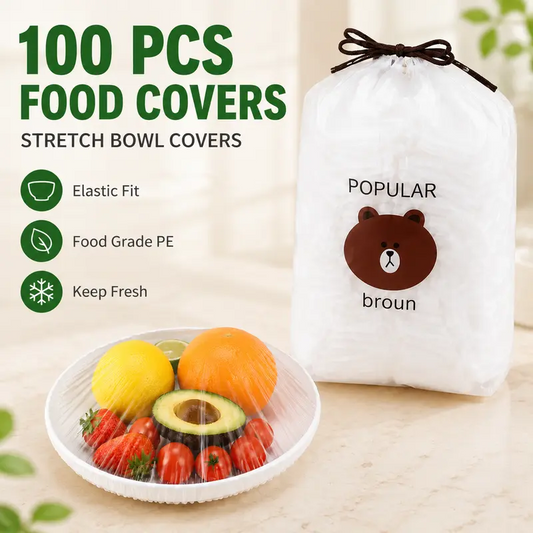 100PCS Disposable Stretch Food Covers for Bowls & Plates