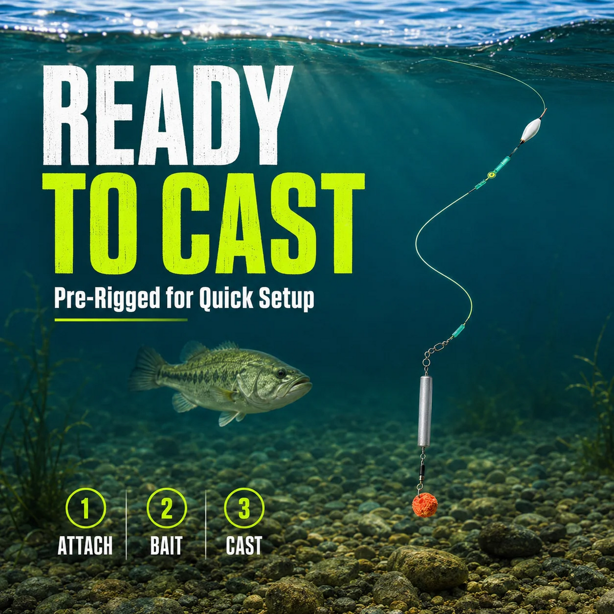 Pre-Tied Off Bottom Fishing Rig | Anti-Snag Floating Bottom Hook Leaders