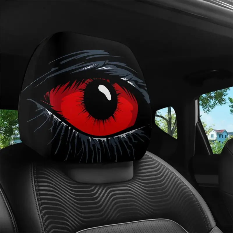🔥2 PCS Red Devil’s Eye Car Headrest Covers – Gothic Interior Upgrade