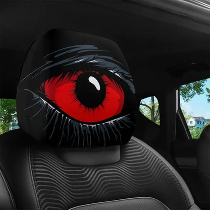 🔥2 PCS Red Devil’s Eye Car Headrest Covers – Gothic Interior Upgrade