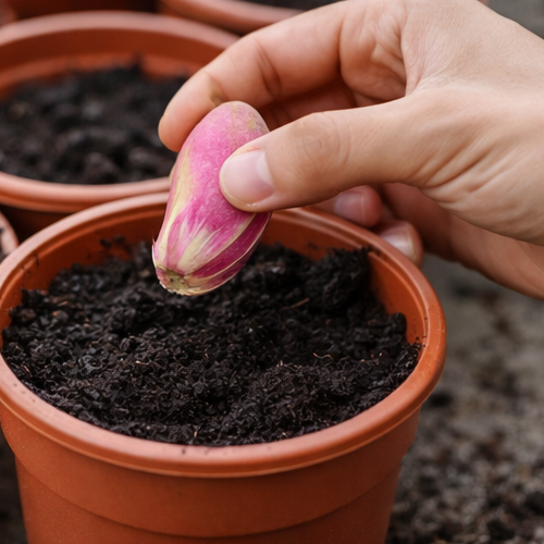 Planting a mango seed in soil