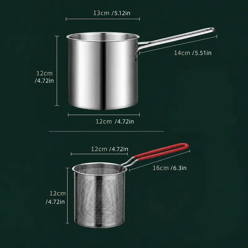 4Pcs Stainless Steel Deep Fryer Set