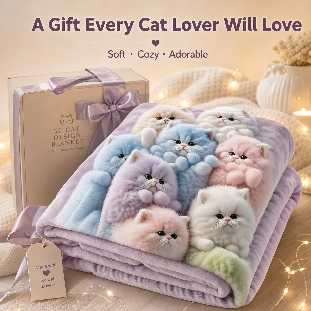 3D Cat Design Blanket — A Little More Cozy, A Lot More Cute