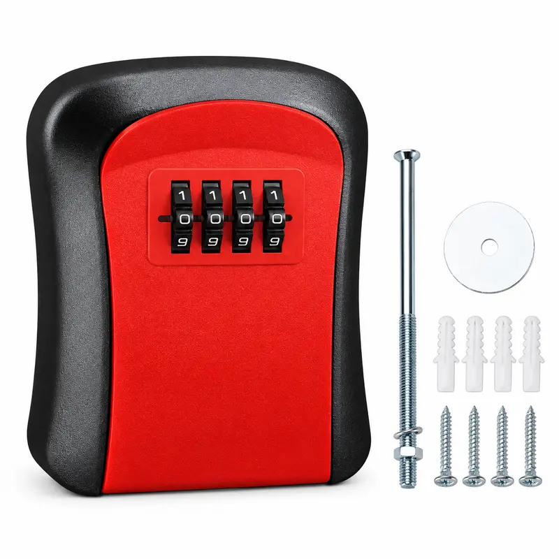 Wall Mount Key Lock Box - 4 Digit Combination Lockbox for Keys Safe Security Storage