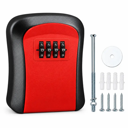 Wall Mount Key Lock Box - 4 Digit Combination Lockbox for Keys Safe Security Storage