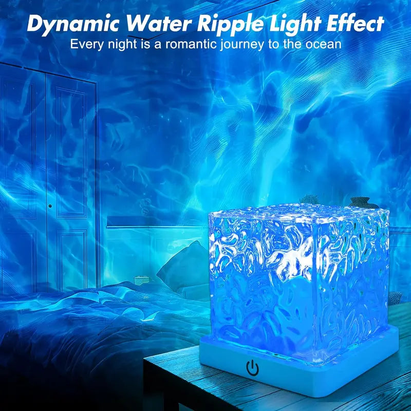 Rechargeable Waterproof Shower Light -16 Colors Ocean Wave Projector with Remote