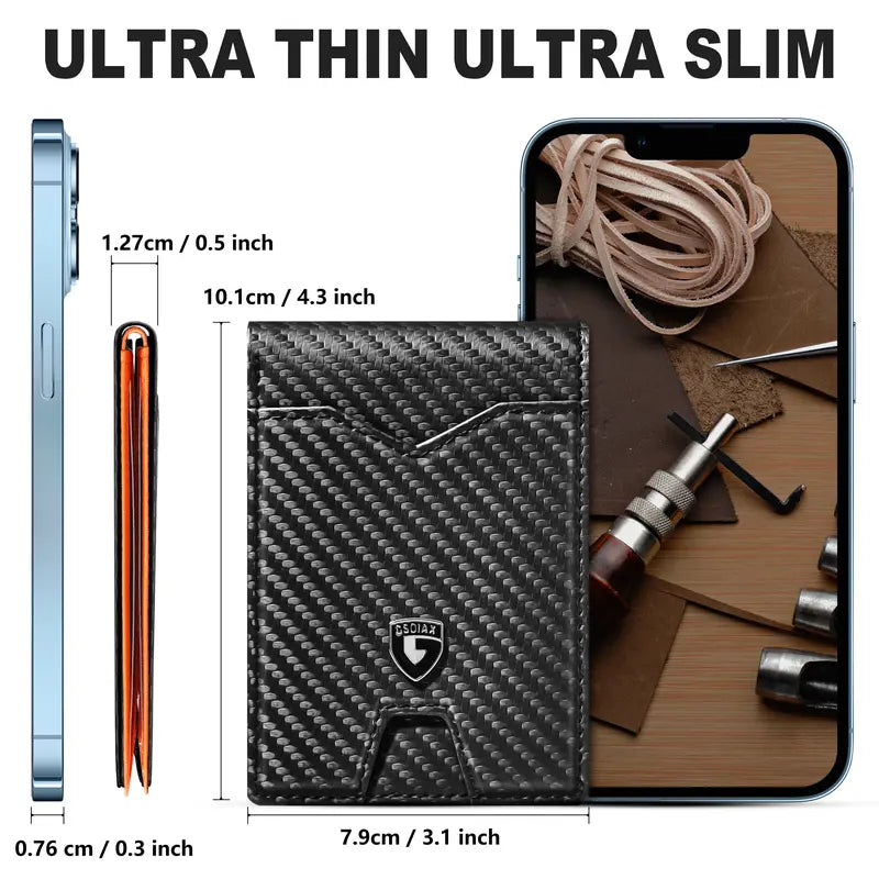 💳RFID Blocking Leather & Carbon Fiber Wallet