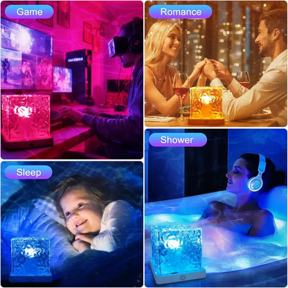 Rechargeable Waterproof Shower Light -16 Colors Ocean Wave Projector with Remote