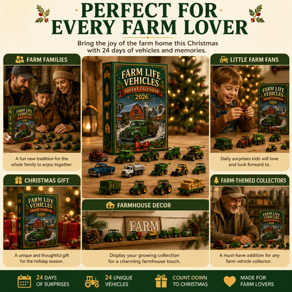2026 Farm Advent Calendar – 24 Mini Farm Vehicle Decorations
