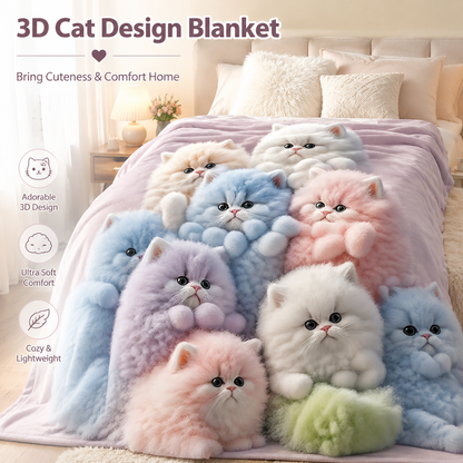 3D Cat Design Blanket — A Little More Cozy, A Lot More Cute