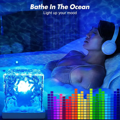 Rechargeable Waterproof Shower Light -16 Colors Ocean Wave Projector with Remote
