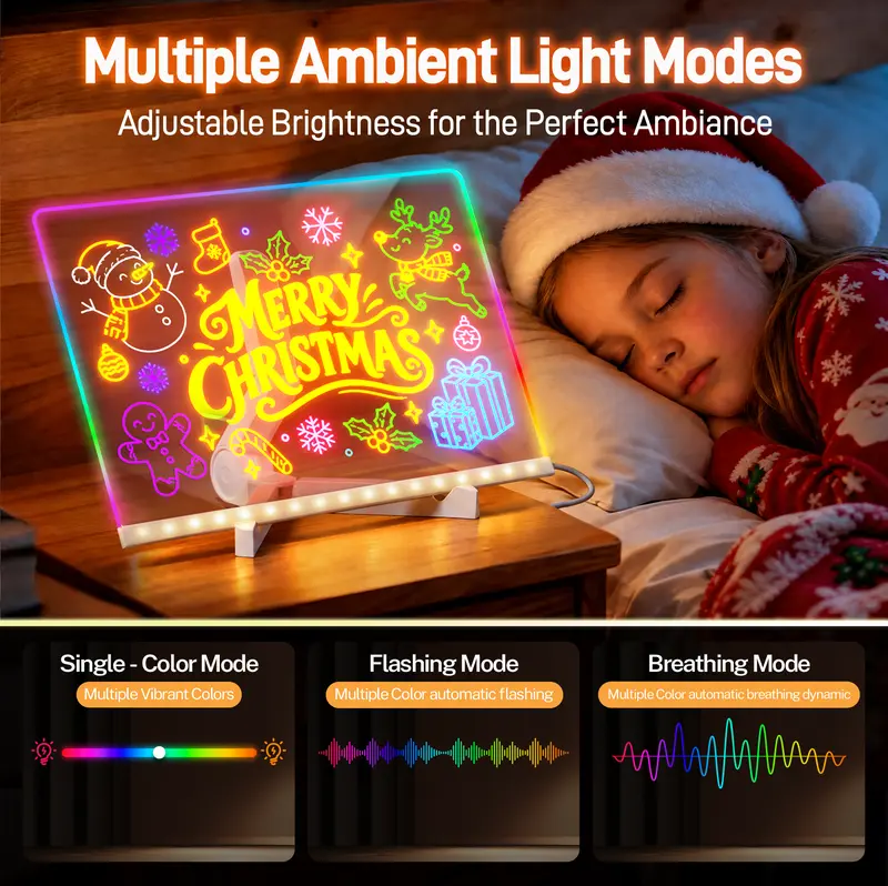 LED Drawing Board for Kids-Reusable Light-Up Doodle & Message Board