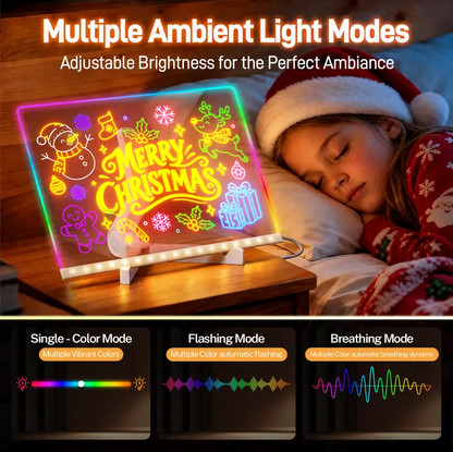 LED Drawing Board for Kids-Reusable Light-Up Doodle & Message Board