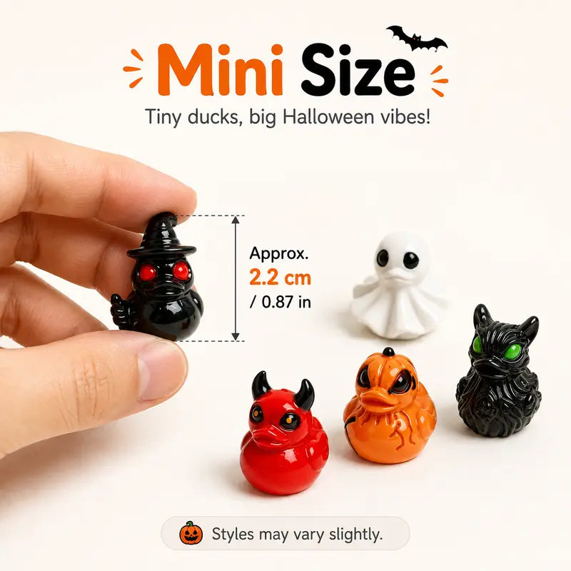 Mini Spooky Skull Devil Resin Duck Ornament