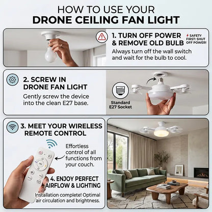 Foldable LED Ceiling Fan Light with Remote Control