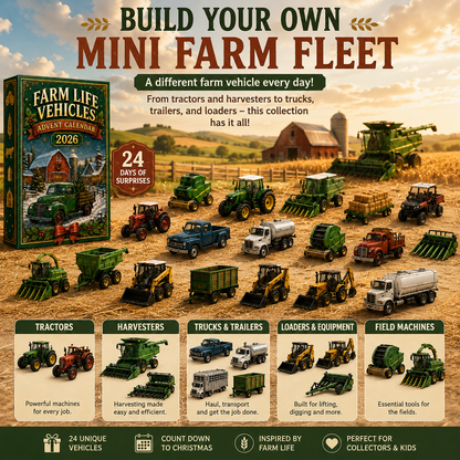 2026 Farm Advent Calendar – 24 Mini Farm Vehicle Decorations