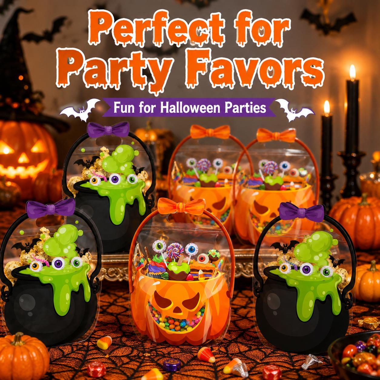 12/24/36/48/60 Pcs Halloween Plastic Goodie Bags