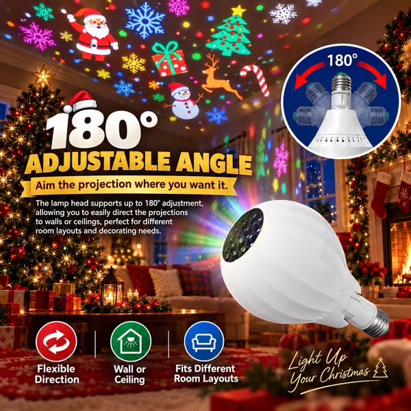 Rotating Christmas Projection Light Bulb | 16 Patterns