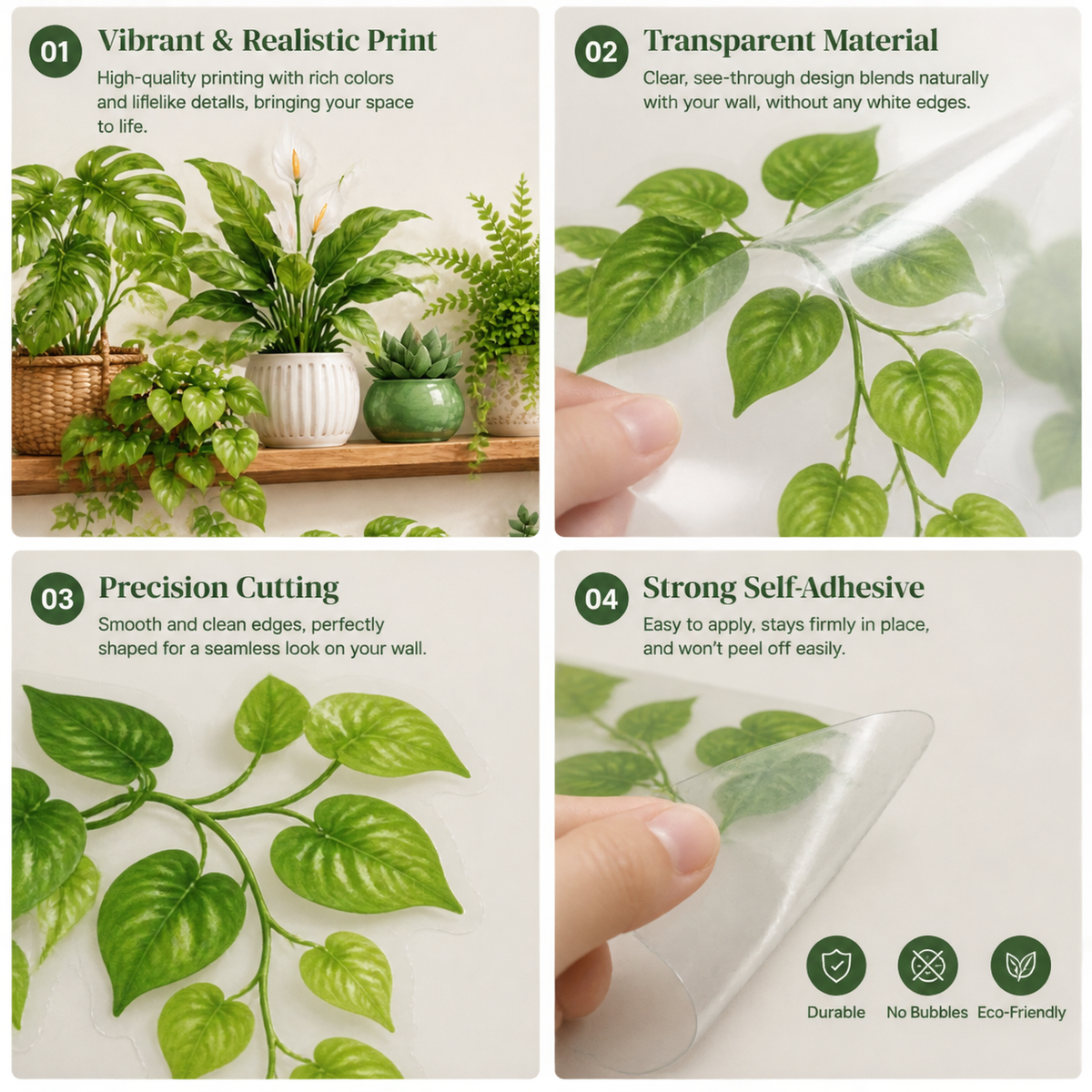 Tropical Potted Plants Wall Stickers-Removable DIY Art Murals for Family Background Wall