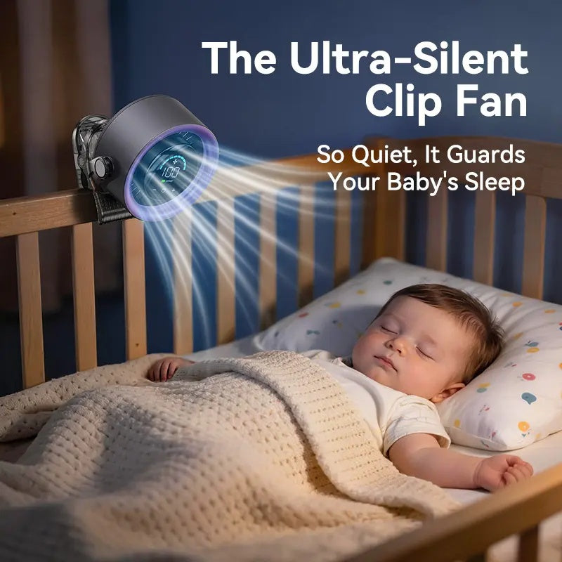 4000mAh Clip-On Turbo Fan – 100 Speeds, 360° Tilt, LED Display