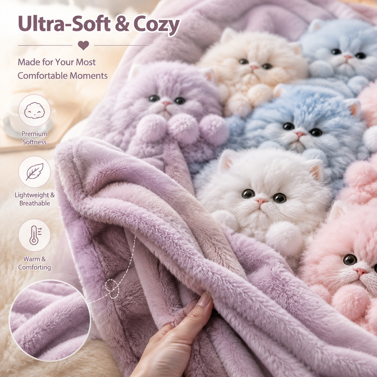 3D Cat Design Blanket — A Little More Cozy, A Lot More Cute