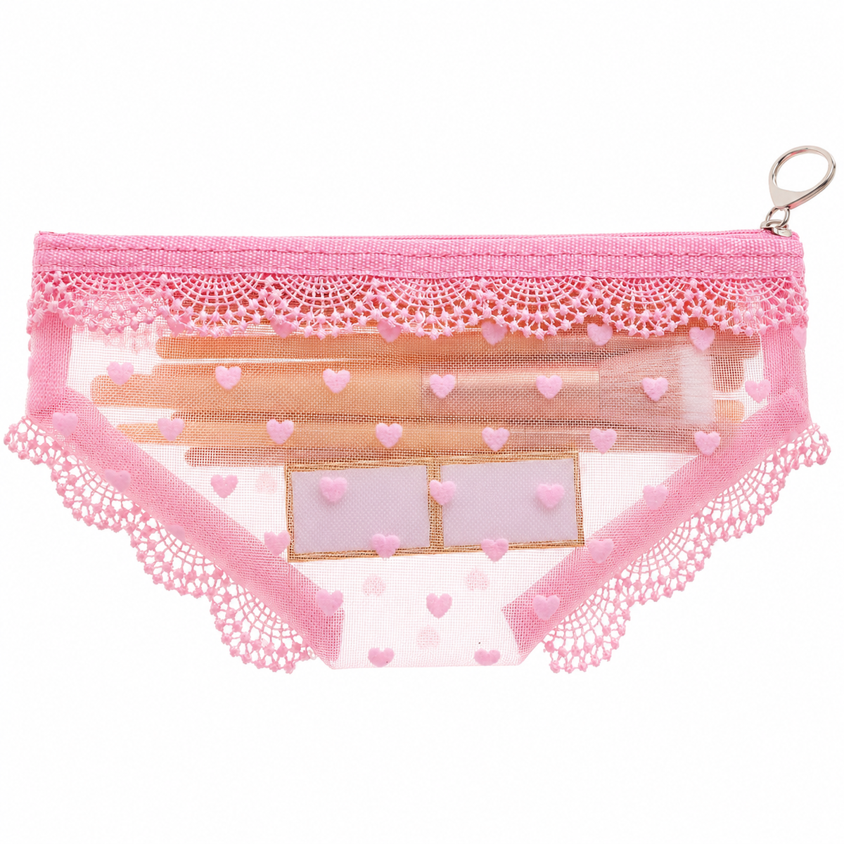 Cute Lace Triangle Briefs Shape Mesh Makeup Bags