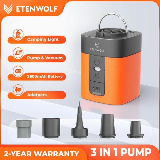 Fast Inflate & Deflate Camping Pump with LED Light