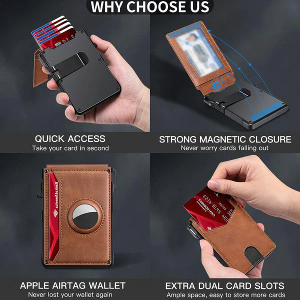 💳Men's Business Wallet Credit Card Holder Pop Up Smart RFlD Blocking Slim Leather