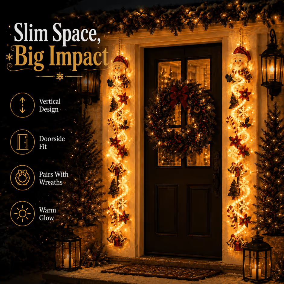 Glowing Christmas Door Hanger|6 Festive Lighted Designs with Warm Glow