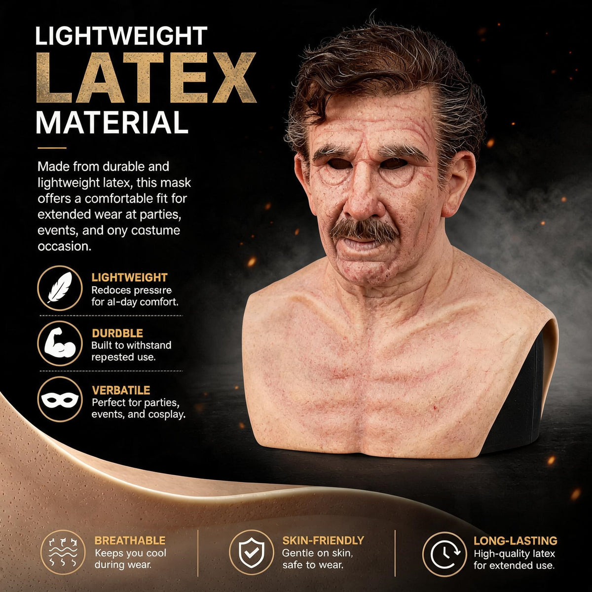 Halloween Old Man Mask – Realistic Latex Full Head Costume Mask