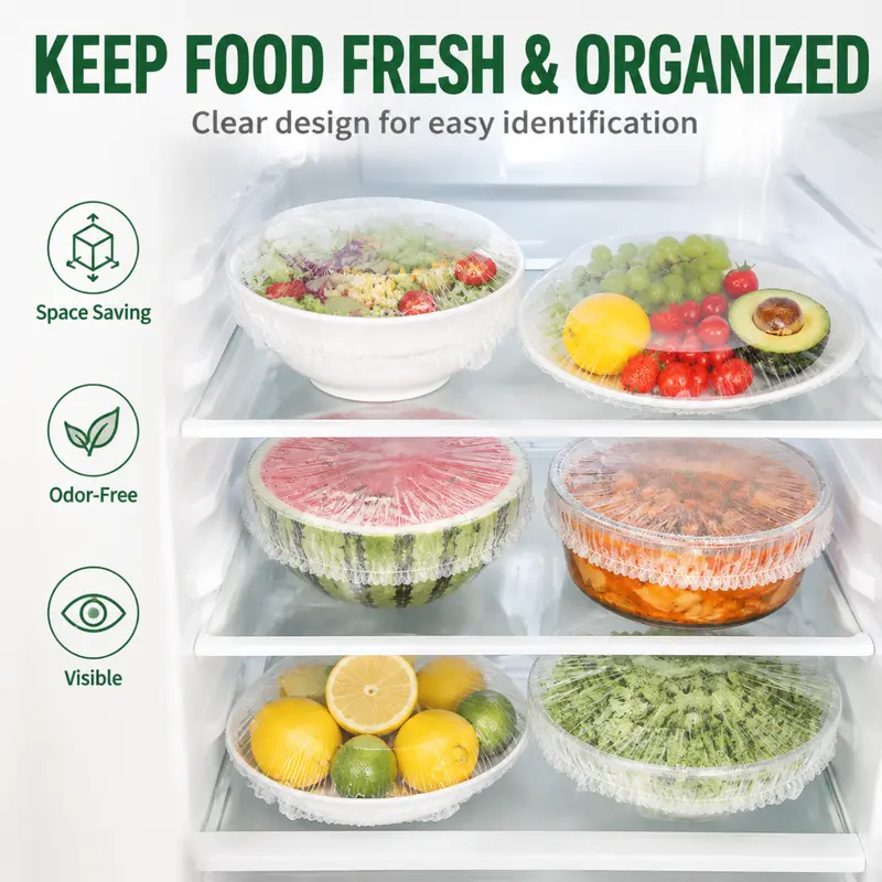 100PCS Disposable Stretch Food Covers for Bowls & Plates
