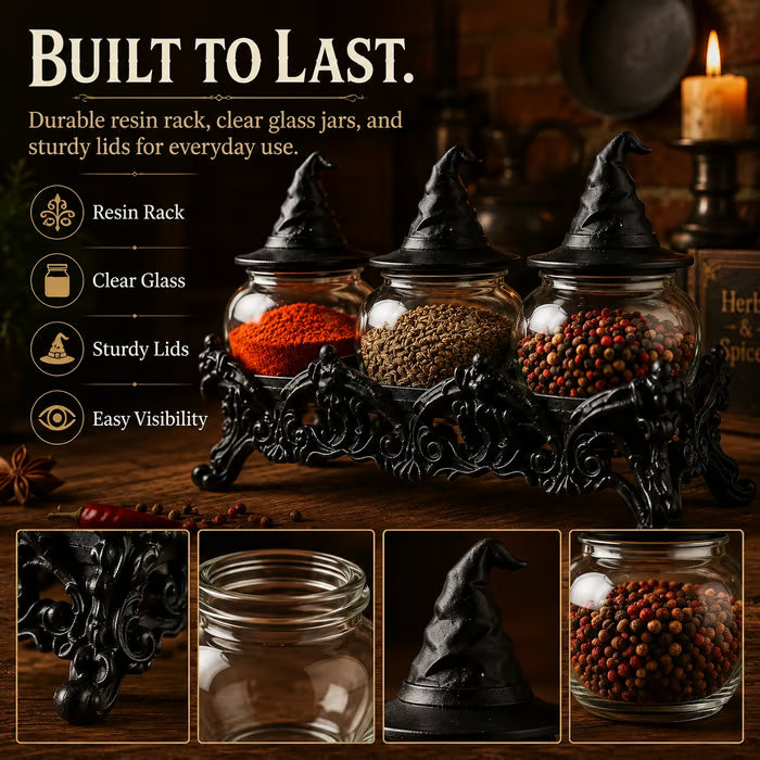 Witch-Hat Gothic Spice Jar Set