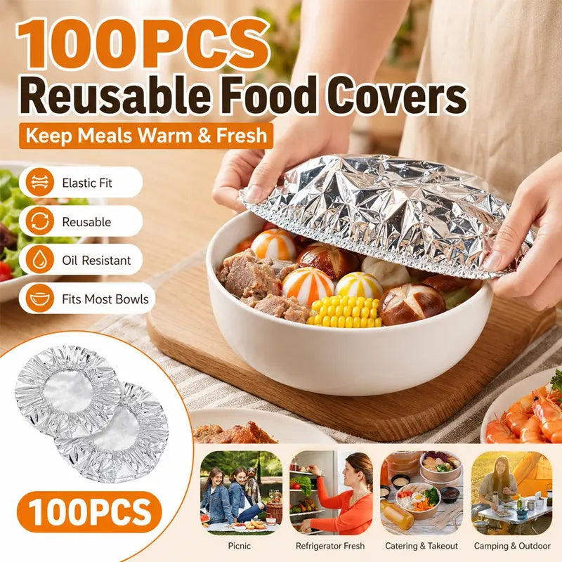 100 Pack Aluminum Foil Bowl Covers