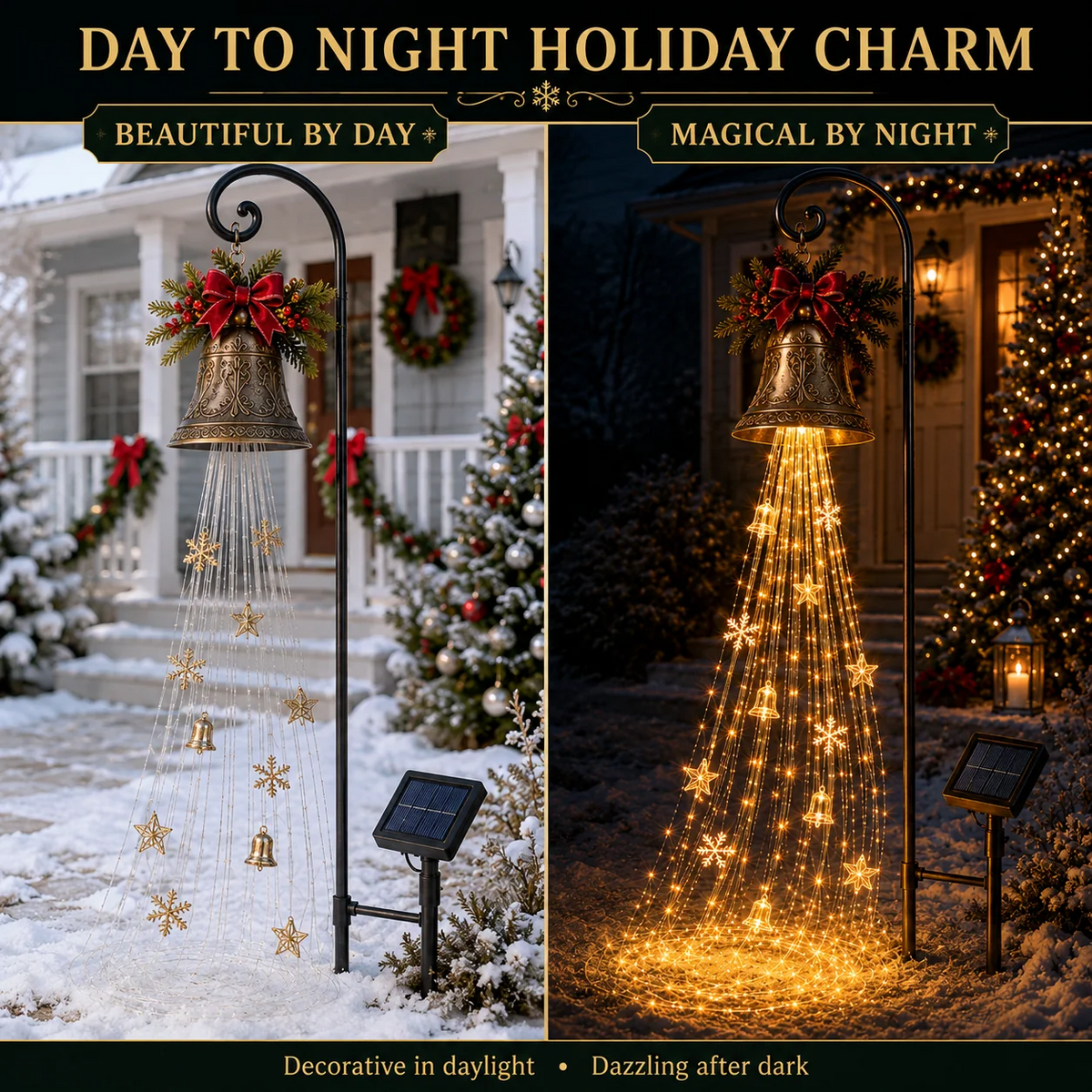 Christmas Bell Cascade Solar Yard Light