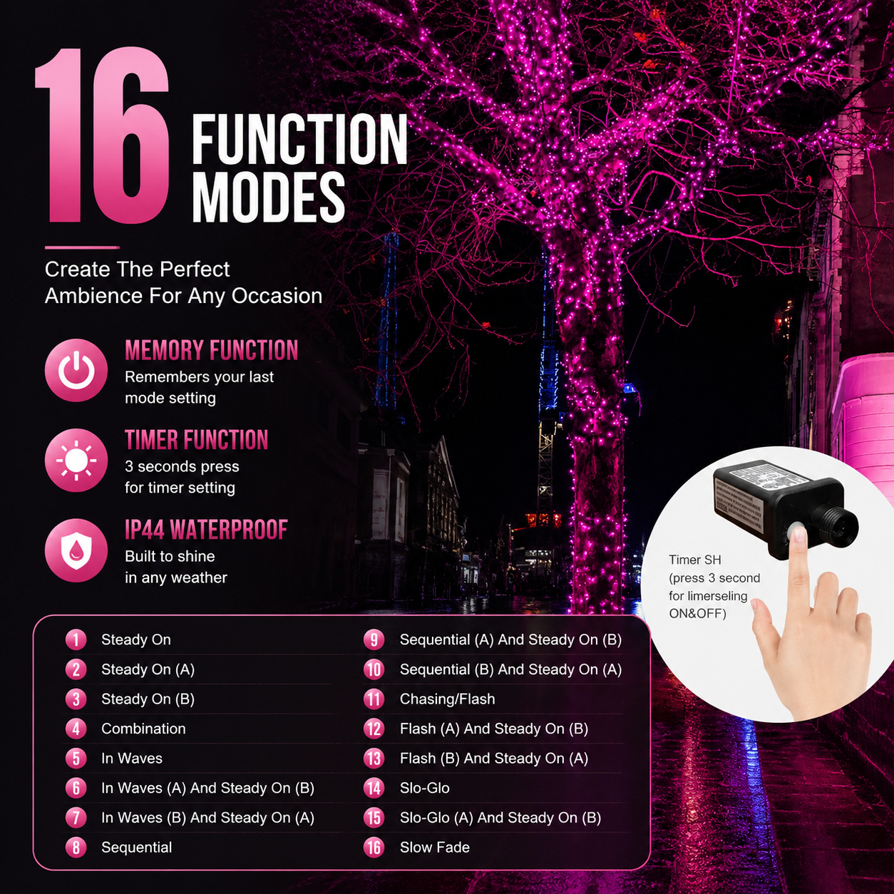 400 LED Pink Christmas Fairy Lights