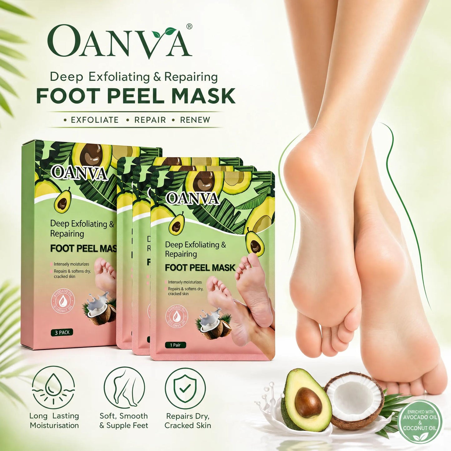 3-Piece Foot Peel Mask-Deep Exfoliating & Repairing
