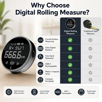 Portable Electronic Rolling Ruler with LCD Display