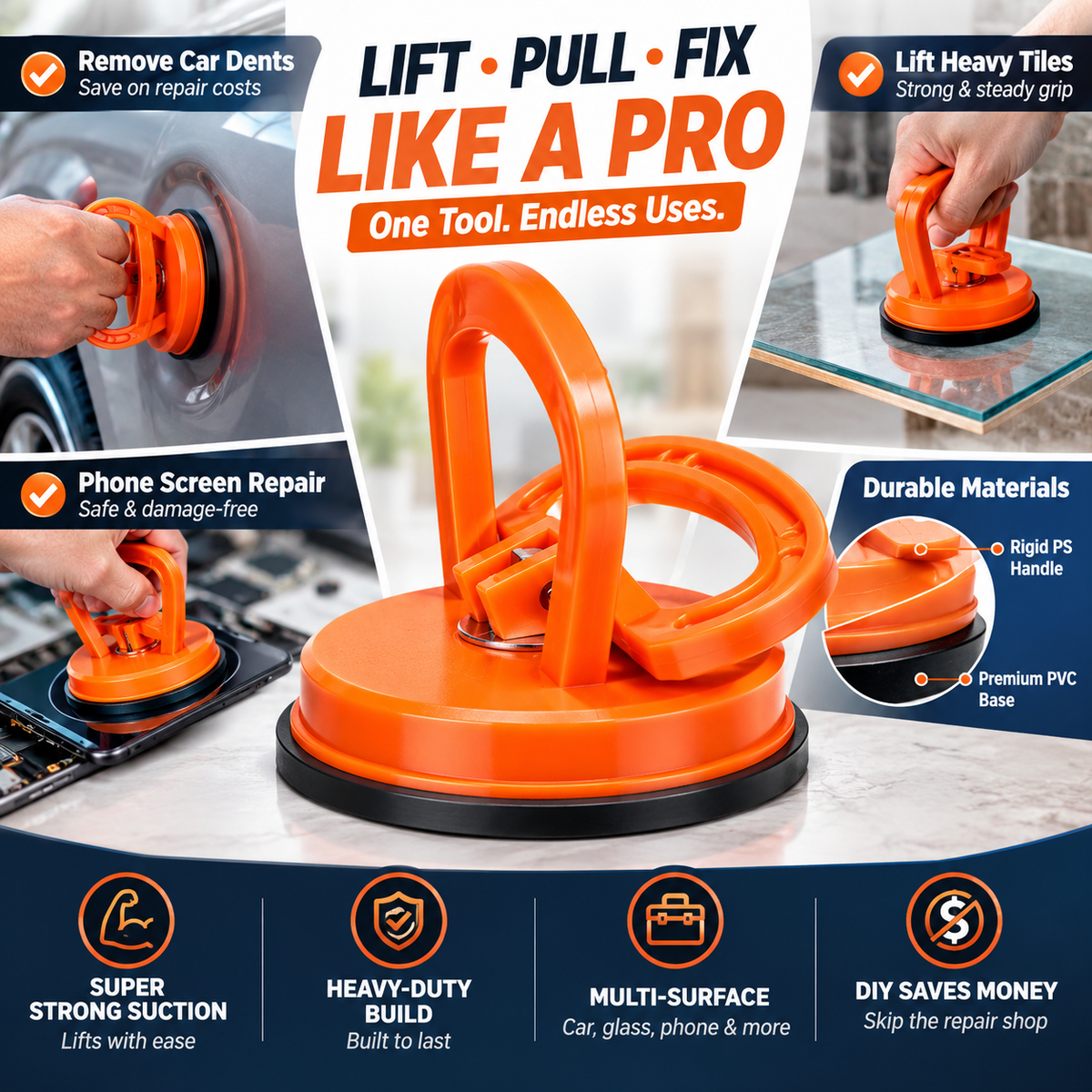 High Suction Dent Puller Cup – Heavy Duty Panel Lifter & Screen Remover