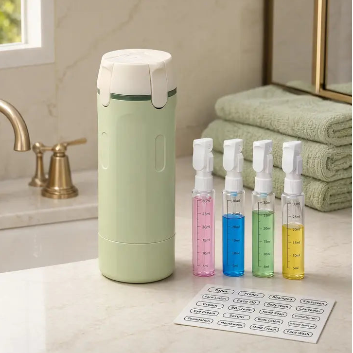4 in 1 Travel Dispenser Bottle with Scale and Label