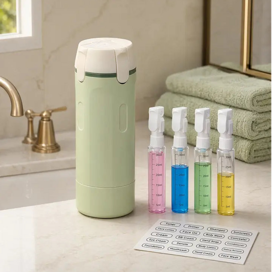 4 in 1 Travel Dispenser Bottle with Scale and Label