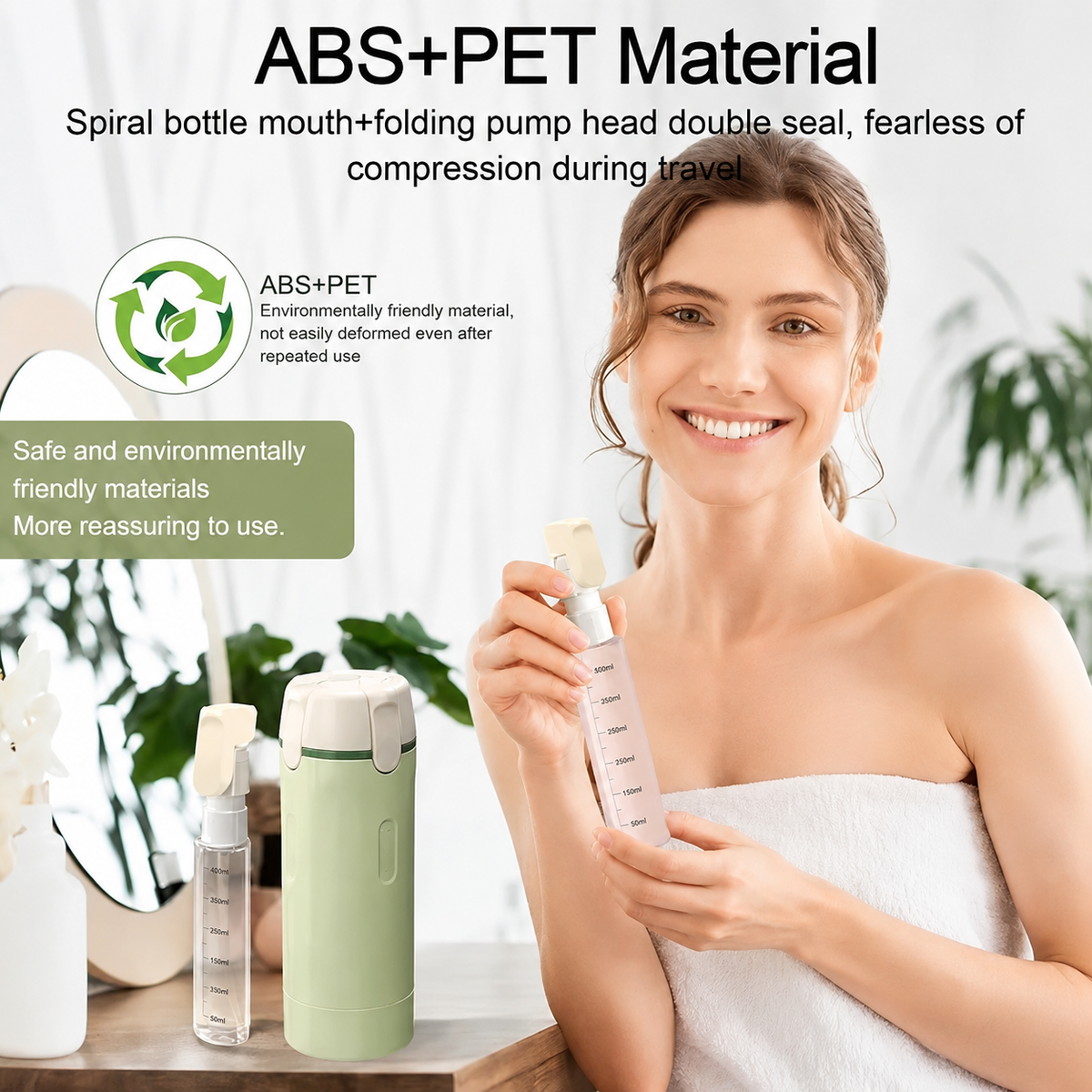 4 in 1 Travel Dispenser Bottle with Scale and Label