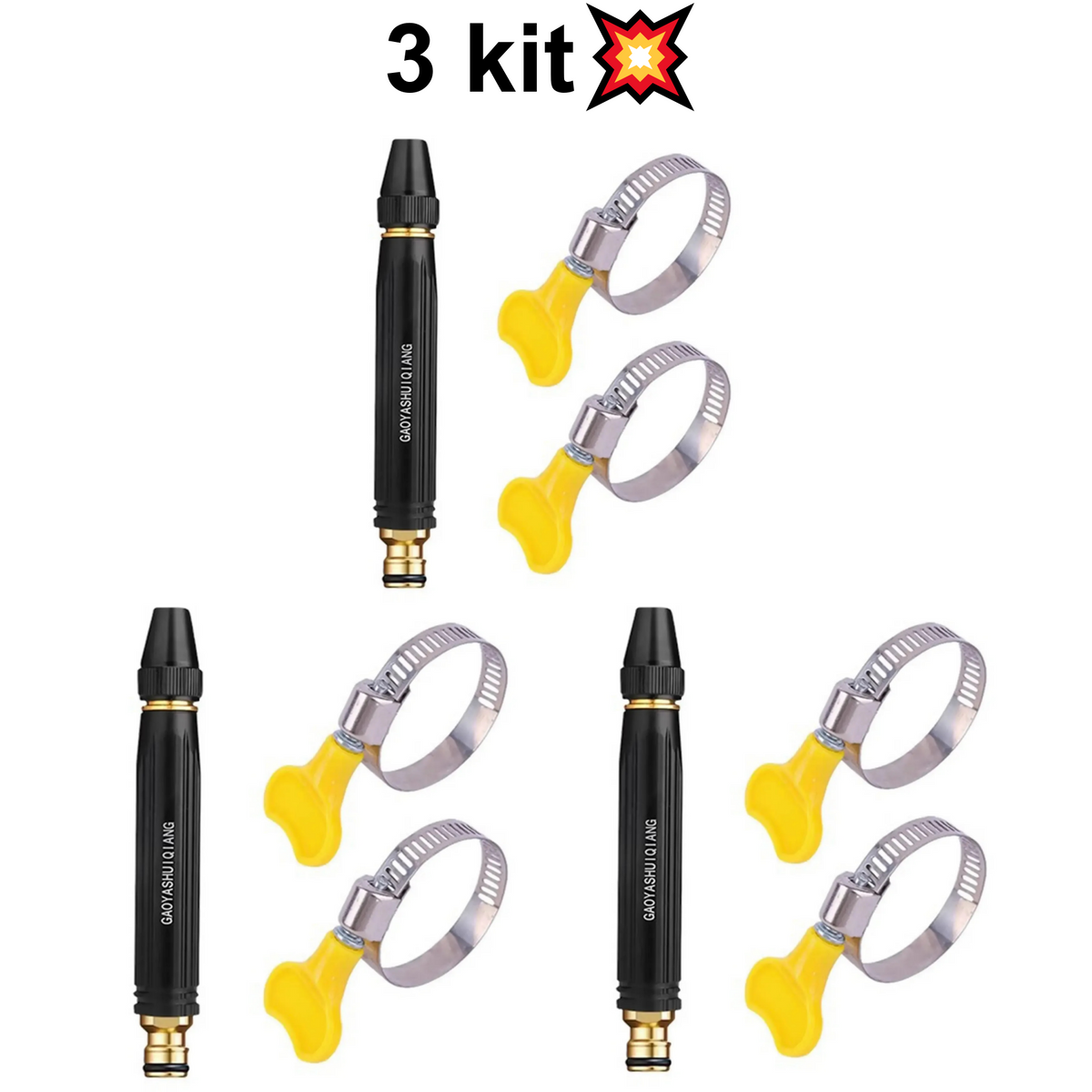 High Pressure Water Sprayer with Nozzle & Hose for Car Wash & Garden (3 kits)