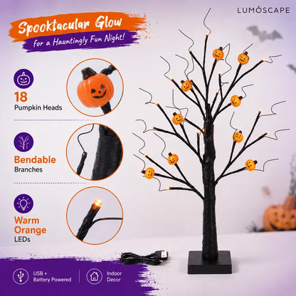 24-Inch Halloween Black Horror Tree Lights
