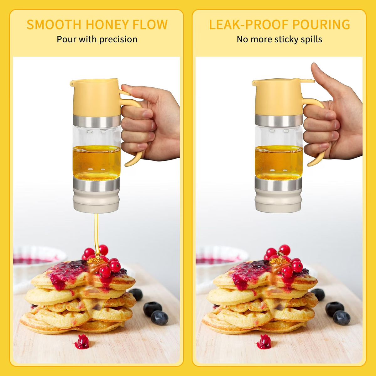No-Drip Glass Honey Dispenser with Base